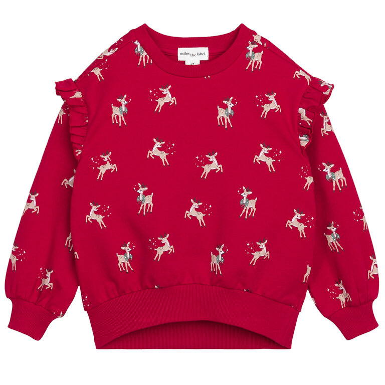 MILES THE LABEL CREWNECK À VOLANTS RENNE - ROUGE