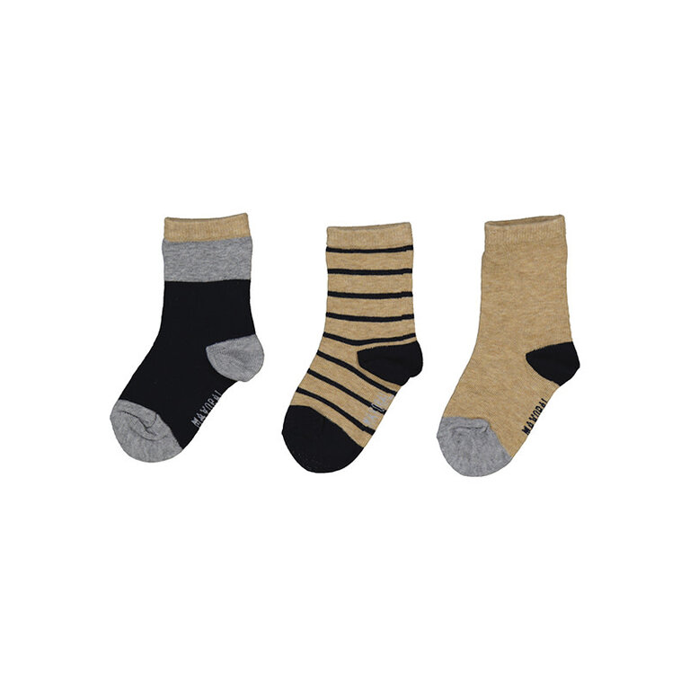 MAYORAL ENSEMBLE 3 CHAUSSETTES RAYÉS/UNIS - MARINE