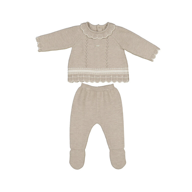 MAYORAL ENSEMBLE PULL ET PANTALON EN MAILLE - NOISETTE