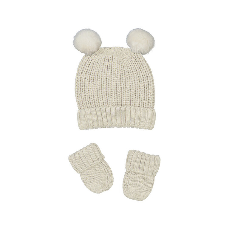 MAYORAL ENSEMBLE BONNET ET GANT EN TRICOT - CÉRAMIQUE