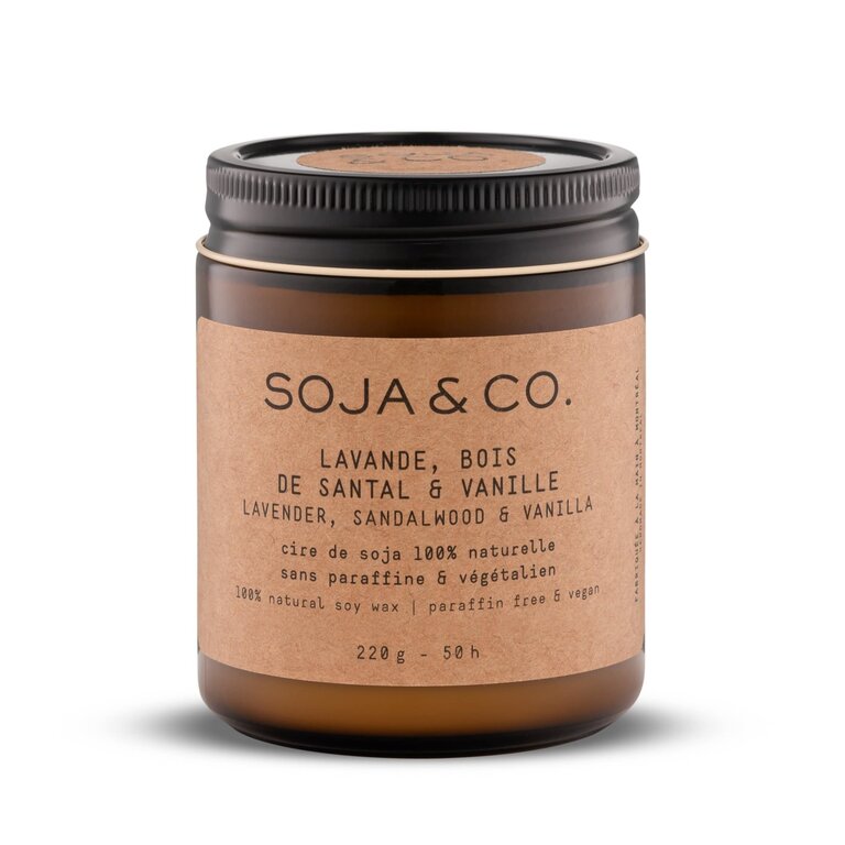 SOJA & CO. CHANDELLE -  LAVANDE, BOIS DE SANTAL & VANILLE