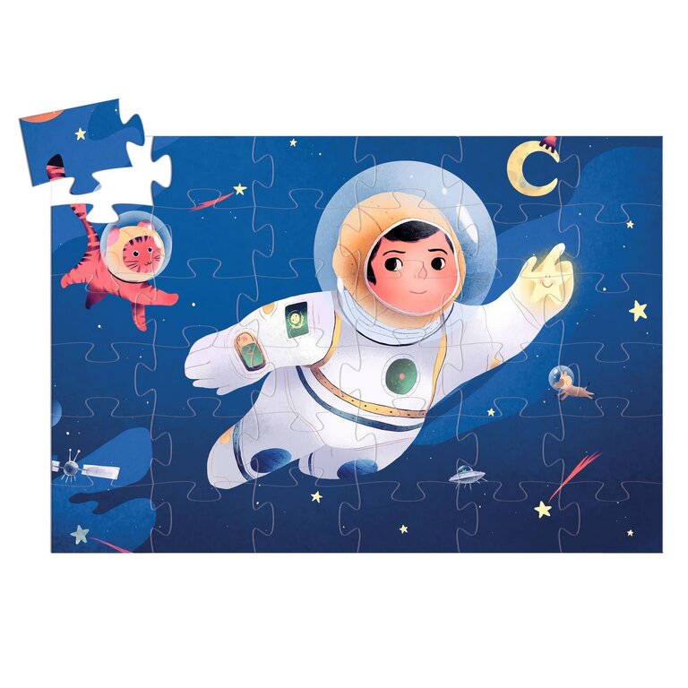 DJECO PUZZLE SILHOUETTE -  UN ASTRONAUTE DANS LA LUNE 36 PCS