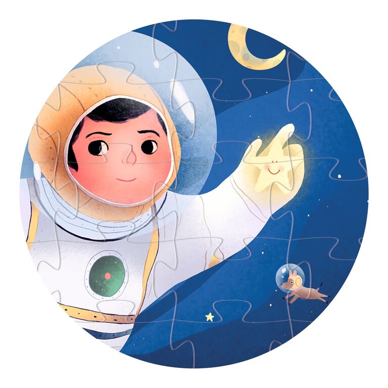DJECO PUZZLE SILHOUETTE -  UN ASTRONAUTE DANS LA LUNE 36 PCS