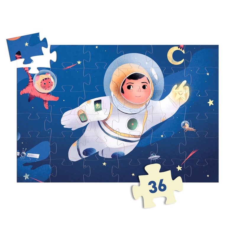 DJECO PUZZLE SILHOUETTE -  UN ASTRONAUTE DANS LA LUNE 36 PCS