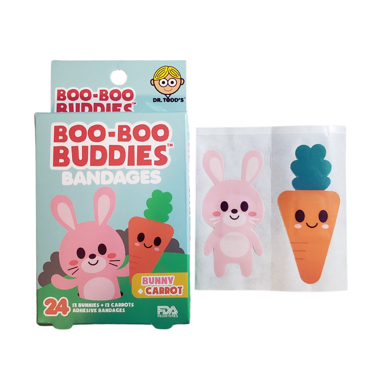 BOO-BOO BUDDIES BOÎTE DE 24 PANSEMENTS LUDIQUES - LAPIN & CAROTTES