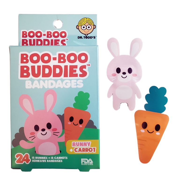 BOO-BOO BUDDIES BOÎTE DE 24 PANSEMENTS LUDIQUES - LAPIN & CAROTTES