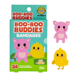 BOO-BOO BUDDIES BOÎTE DE 24 PANSEMENTS LUDIQUES - COCHONS & POUSSINS