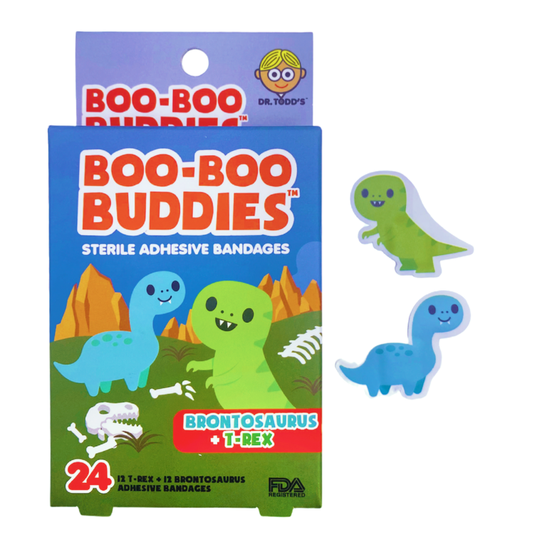 BOO-BOO BUDDIES BOÎTE DE 24 PANSEMENTS LUDIQUES - BRONTOSAURUS ET T-REX