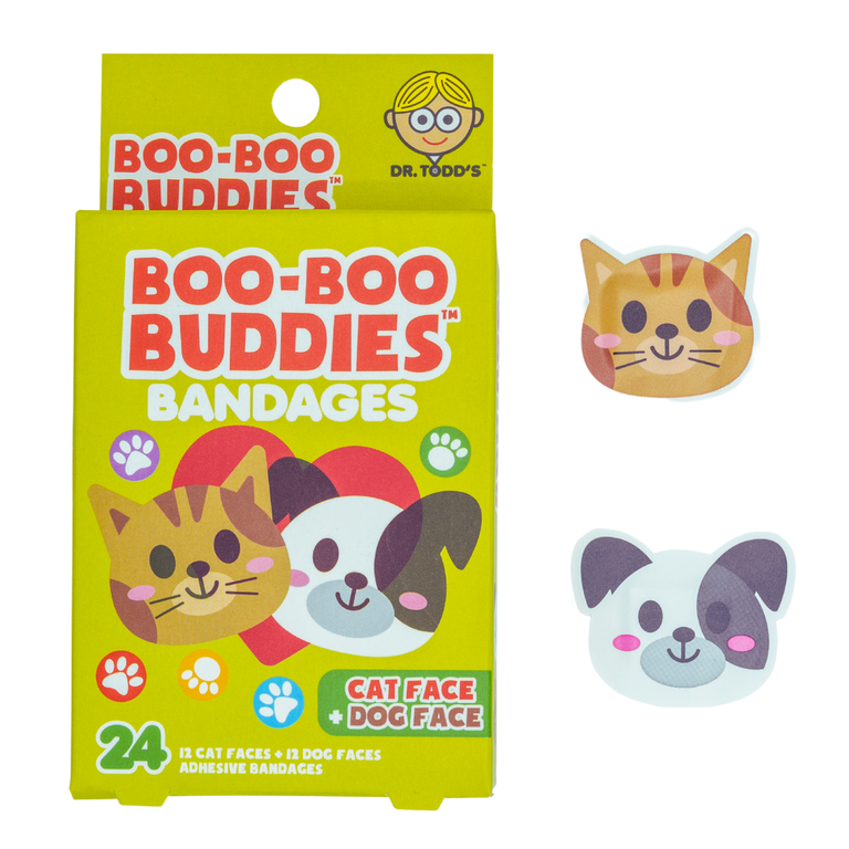 BOO-BOO BUDDIES BOÎTE DE 24 PANSEMENTS LUDIQUES - VISAGE CHAT ET CHIEN