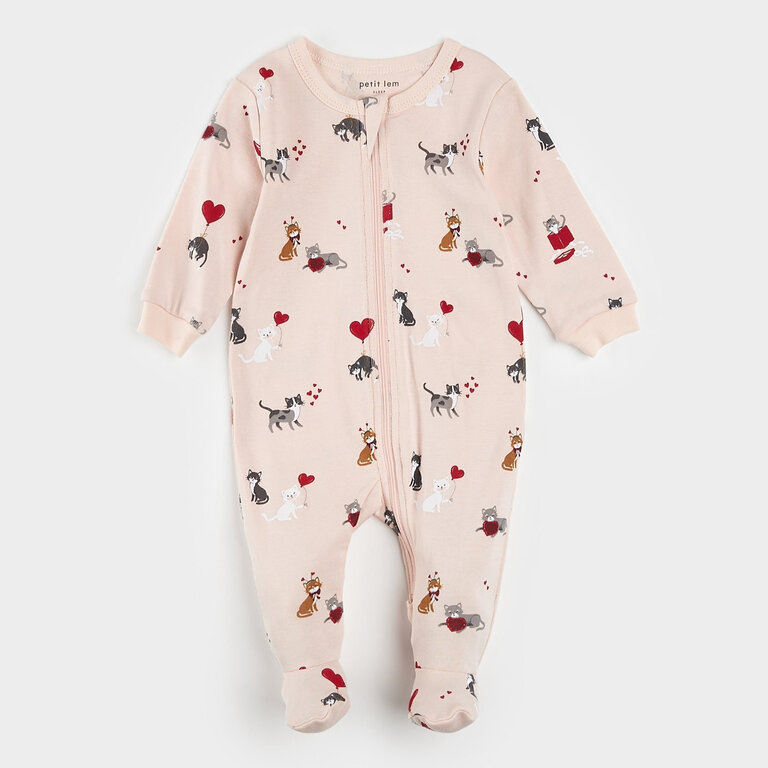 PETIT LEM PYJAMA À PATTES À IMPRIMÉS DE CHAT - ROSE