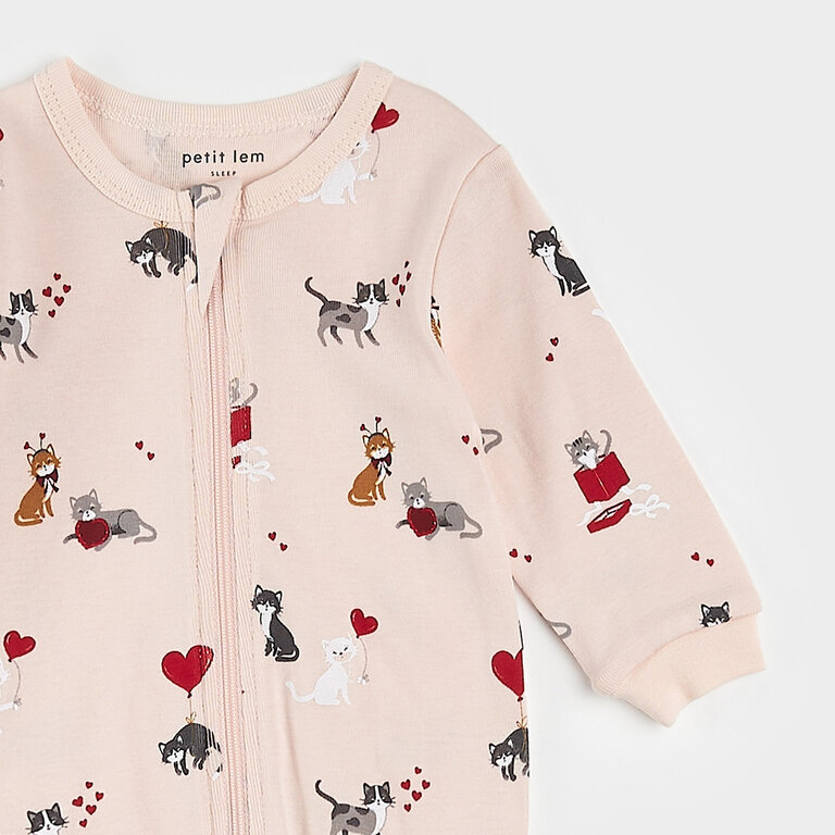 PETIT LEM PYJAMA À PATTES À IMPRIMÉS DE CHAT - ROSE