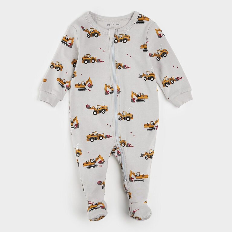 PETIT LEM PYJAMA À PATTES À IMPRIMÉS DE CAMION - GRIS