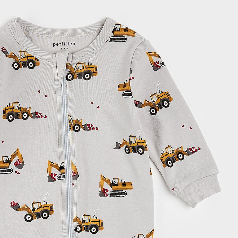 PETIT LEM PYJAMA À PATTES À IMPRIMÉS DE CAMION - GRIS