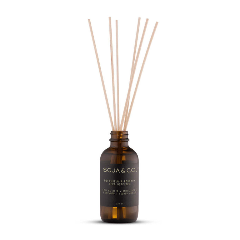 SOJA & CO. DIFFUSEUR À ROSEAUX - FEU DE BOIS + AMBRE DORÉ
