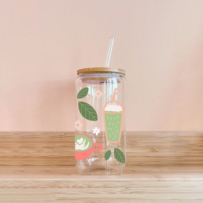 JORTINE Set De 4 Verres Mason Jar Avec Pailles Et Couvercles - 400ml, Pour Smoothies, Cocktails, Café Glacé