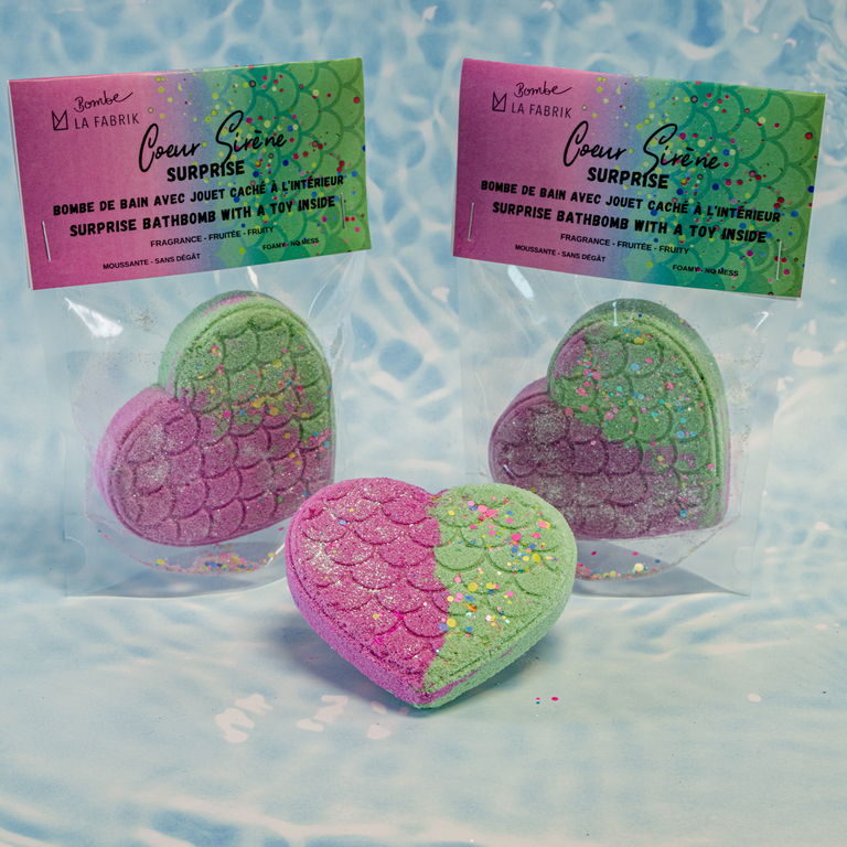 LA FABRIK BOMBE DE BAIN SURPRISE - COEUR SIRÈNE ROSE