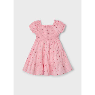 MAYORAL ROBE NID D'ABEILLE AVEC MOTIFS - SAUMON