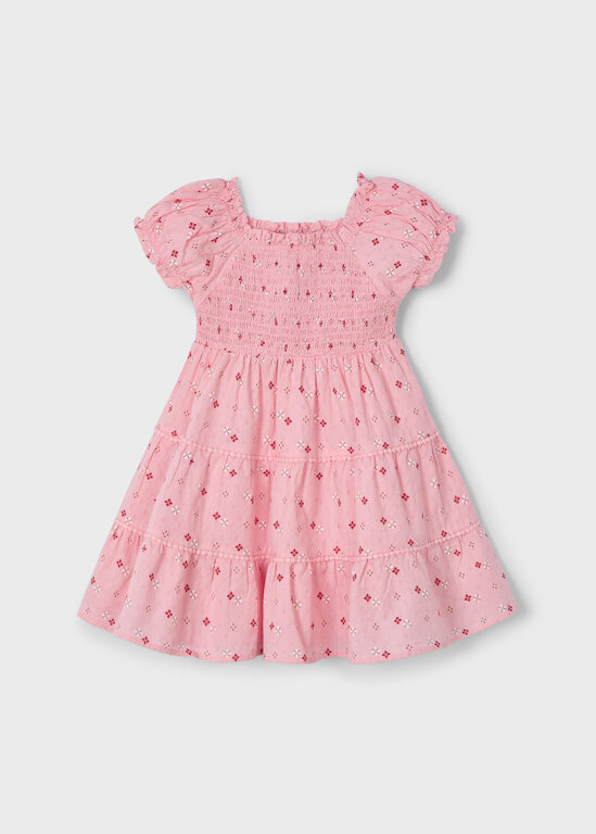 MAYORAL ROBE NID D'ABEILLE AVEC MOTIFS - SAUMON