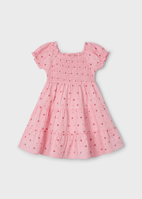 MAYORAL ROBE NID D'ABEILLE AVEC MOTIFS - SAUMON