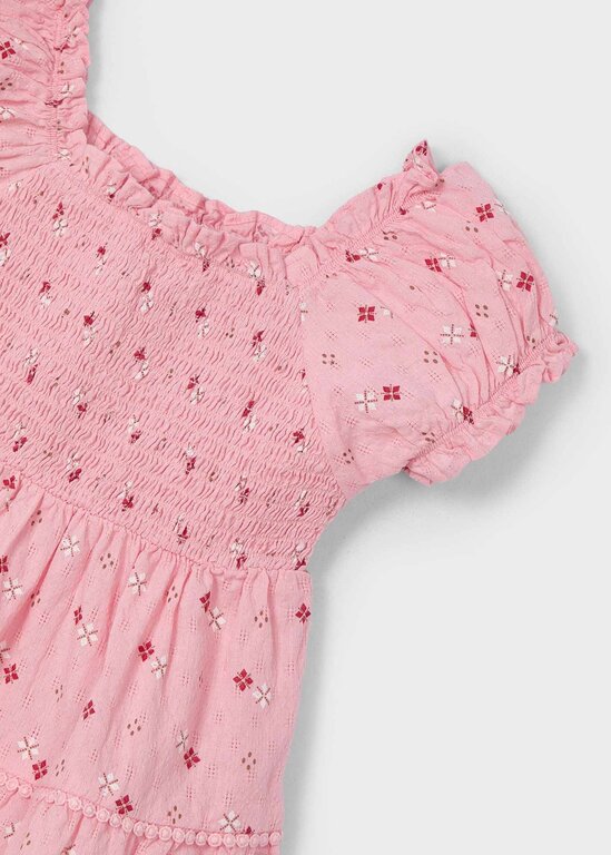 MAYORAL ROBE NID D'ABEILLE AVEC MOTIFS - SAUMON