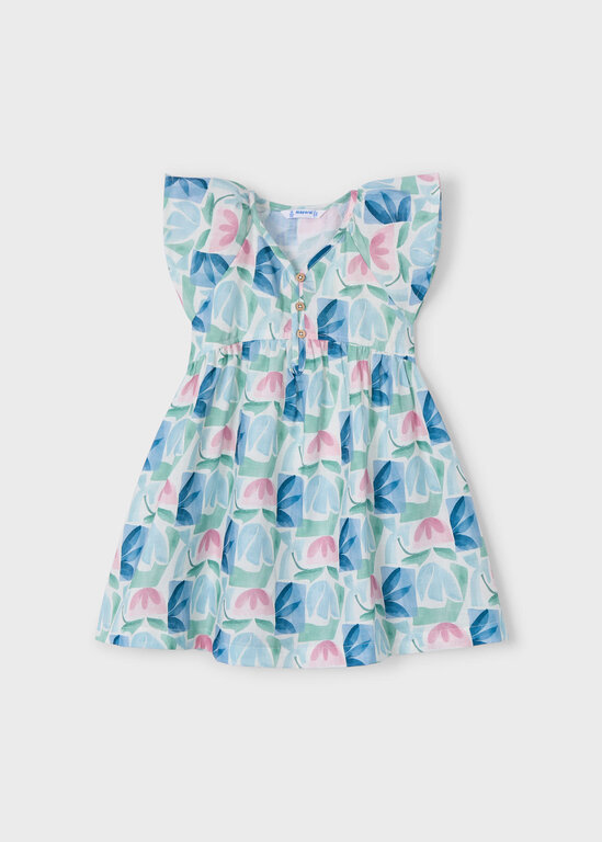 MAYORAL ROBE AVEC IMPRIMÉ DE TULIPES - MENTHE