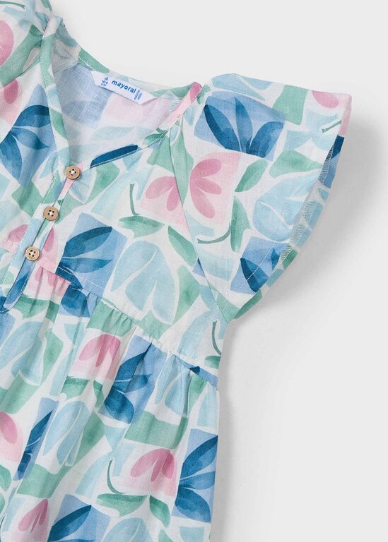 MAYORAL ROBE AVEC IMPRIMÉ DE TULIPES - MENTHE