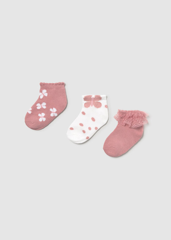 MAYORAL TRIO DE CHAUSSETTES À MOTIFS - ROSÉ