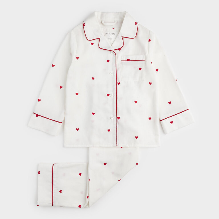 PETIT LEM PYJAMA STYLE CHEMISIER À IMPRIMÉ DE COEUR