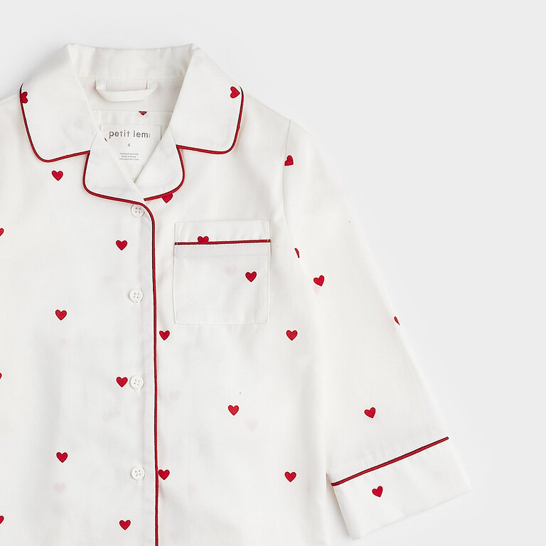 PETIT LEM PYJAMA STYLE CHEMISIER À IMPRIMÉ DE COEUR
