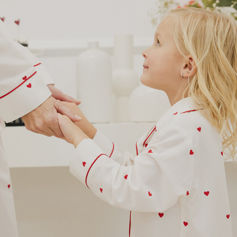 PETIT LEM PYJAMA STYLE CHEMISIER À IMPRIMÉ DE COEUR
