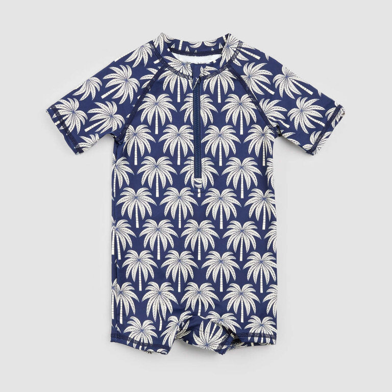 MILES THE LABEL MAILLOT COMBINAISON À IMPRIMÉS DE PALMIERS - MARINE