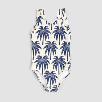 MILES THE LABEL MAILLOT UNE PIÈCE IMPRIMÉS DE PALMIERS - MARINE