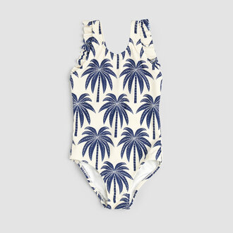 MILES THE LABEL ONE-PIECE PALM PRINT SWIMSUIT - NAVY
