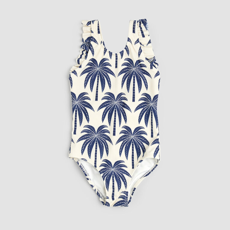 MILES THE LABEL MAILLOT UNE PIÈCE IMPRIMÉS DE PALMIERS - MARINE