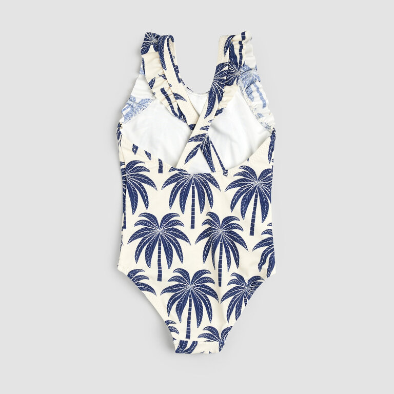 MILES THE LABEL MAILLOT UNE PIÈCE IMPRIMÉS DE PALMIERS - MARINE