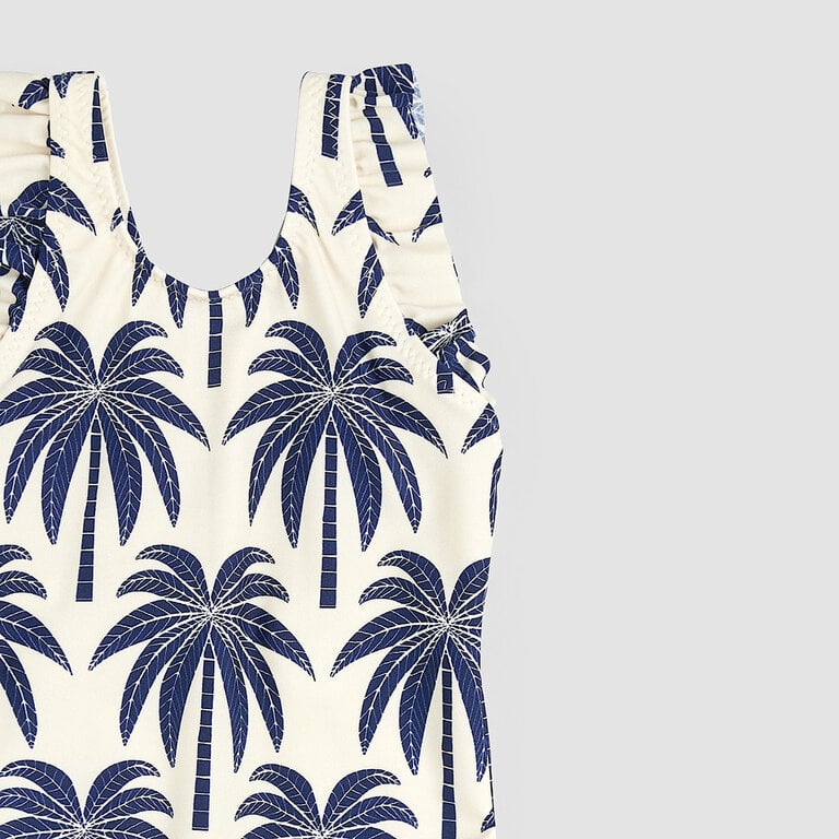MILES THE LABEL ONE-PIECE PALM PRINT SWIMSUIT - NAVY
