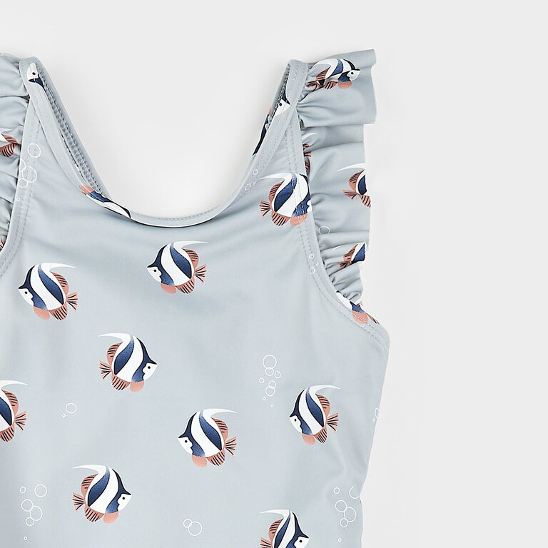 PETIT LEM MAILLOT À IMPRIMÉS DE POISSONS TROPICAUX - BLEU PÂLE