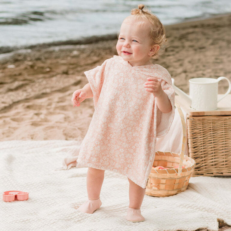 PETIT LEM PONCHO DE PLAGE À IMPRIMÉS FLORAUX - ROSE