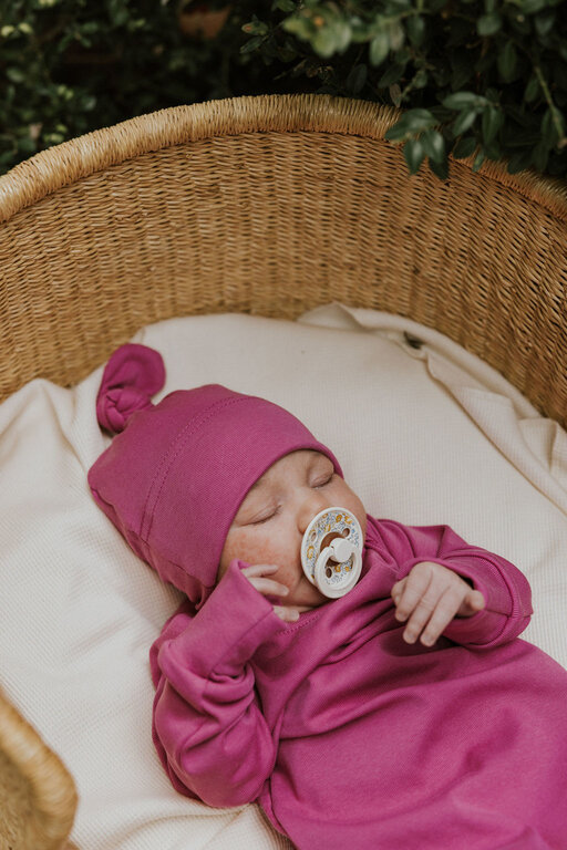 ZAK & ZOÉ BONNET EN BAMBOU (0-3 MOIS) - FUCHSIA