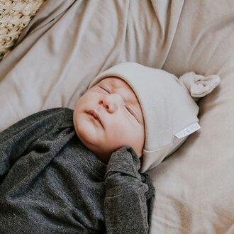 ZAK & ZOÉ BONNET EN BAMBOU (0-3 MOIS) - SABLE