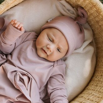 ZAK & ZOÉ BONNET EN BAMBOU (0-3 MOIS) - ROSE