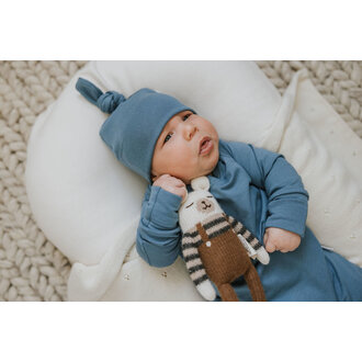 ZAK & ZOÉ BONNET EN BAMBOU (0-3 MOIS) - BLEUET