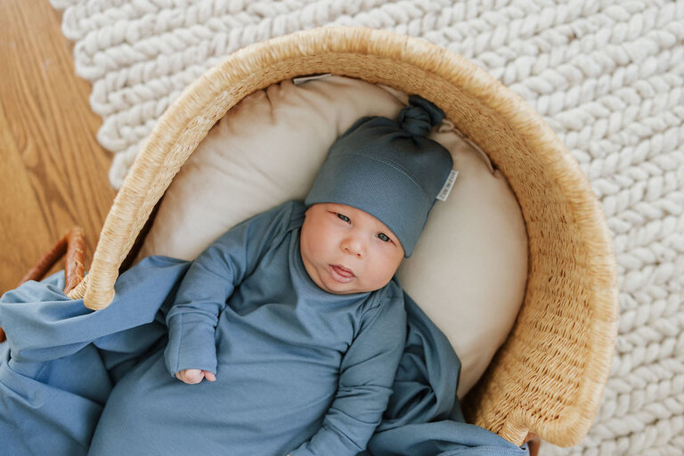 ZAK & ZOÉ BONNET EN BAMBOU (0-3 MOIS) - BLEUET