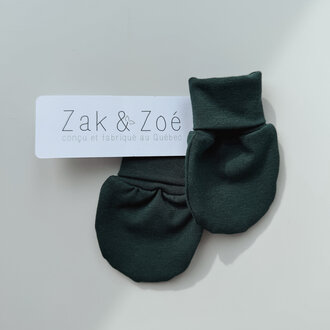 ZAK & ZOÉ MITAINES EN BAMBOU (0-3 MOIS) - VERT COLLÉGIAL