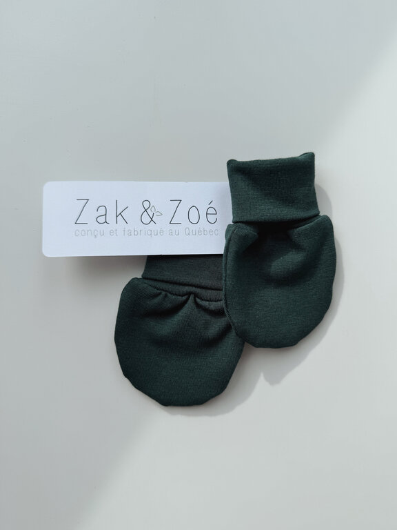 ZAK & ZOÉ MITAINES EN BAMBOU (0-3 MOIS) - VERT COLLÉGIAL