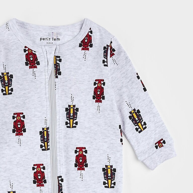 PETIT LEM PYJAMA À PATTES À IMPRIMÉS DE VOITURE DE COURSE - GRIS