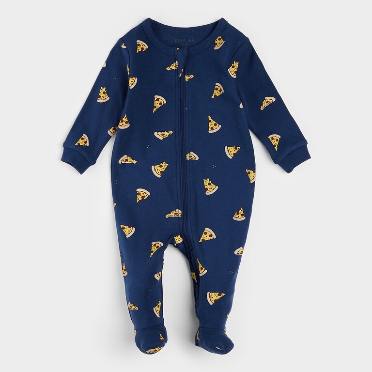 PETIT LEM PYJAMA À PATTES À IMPRIMÉS DE PIZZA - MARINE