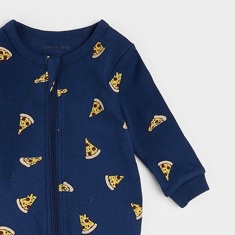 PETIT LEM PYJAMA À PATTES À IMPRIMÉS DE PIZZA - MARINE