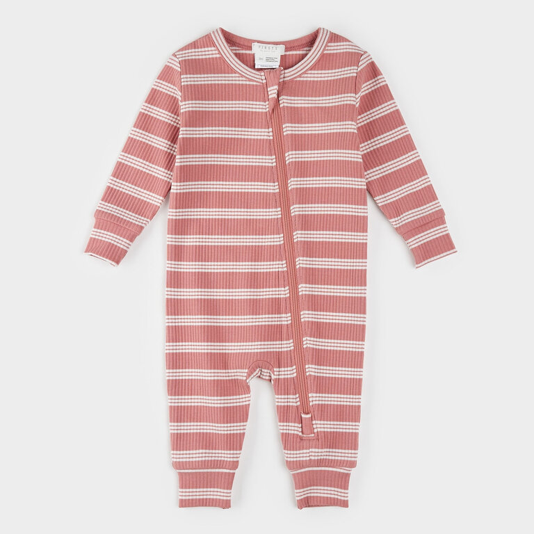 PETIT LEM PYJAMA À PATTES EN MODAL CÔTELÉ - RAYÉ ROSE