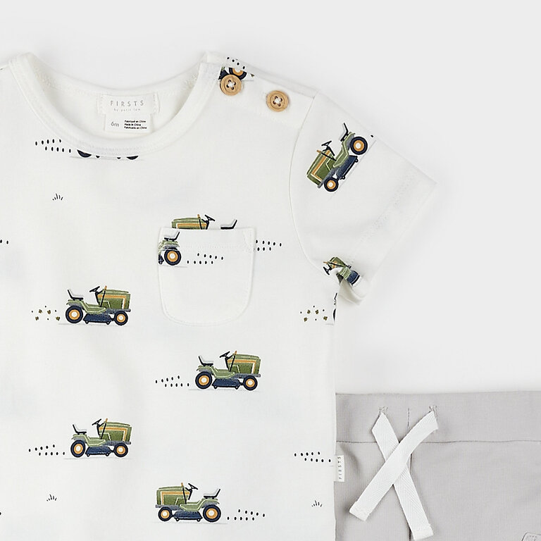 PETIT LEM ENSEMBLE 2 PIÈCES À IMPRIMÉ DE TRACTEUR À GAZON